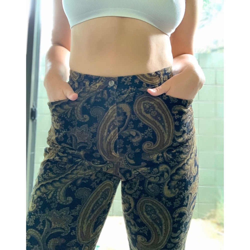 Jones New York Paisley Corduroy High Waist Pants